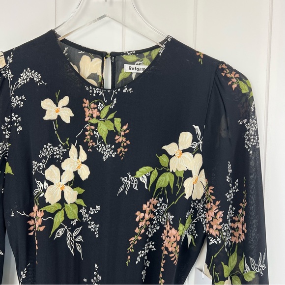 Reformation NWT black floral long sleeves jumpsuit 6 - Picture 5 of 12
